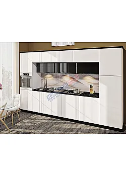 Готова кухня Комфорт Хай-тек 3,6м Білий, Чорний
