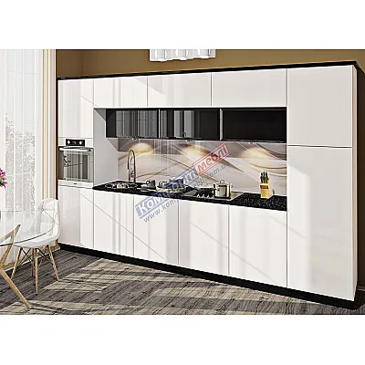 Готова кухня Комфорт Хай-тек 3,6м Білий, Чорний-0