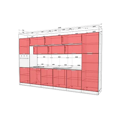 Готова кухня Комфорт Хай-тек 3,6м Білий, Чорний-1