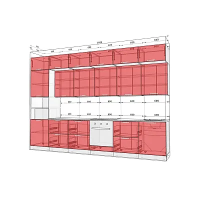 Готова кухня Комфорт Хай-тек 3.6м Дуб натуральний, Дуб сонома трюфель-1