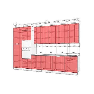 Готова кухня Комфорт Хай-тек 3,6м Білого кольору-1