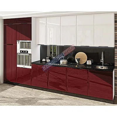 Готова кухня Комфорт Хай-тек 3,6м Білий, Бордо-0