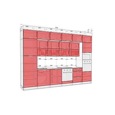 Готова кухня Комфорт Хай-тек 3,6м Ваніль, Лате-1