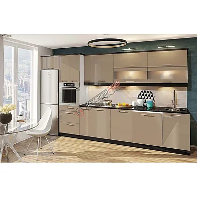 Готова кухня Комфорт Фарбований високий глянець 3,6м Капучіно-0