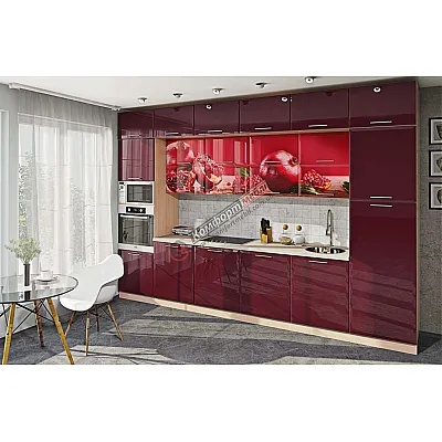 Готова кухня Комфорт Хай-тек з кольоровим друком 3.6 метра Бордо-0