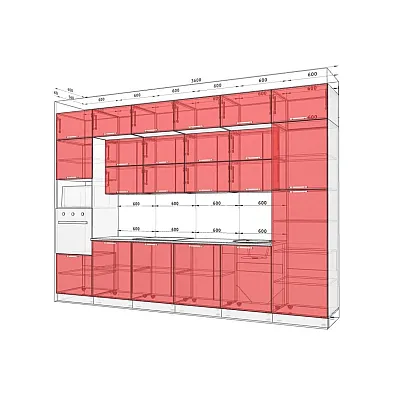 Готова кухня Комфорт Хай-тек з кольоровим друком 3.6 метра Бордо-1