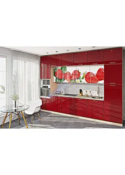Готова кухня Комфорт Хай-тек з кольоровим друком 3,6 м Червоний