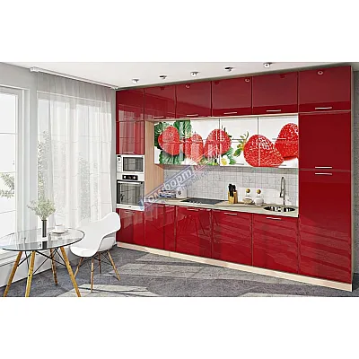 Готова кухня Комфорт Хай-тек з кольоровим друком 3,6 м Червоний-0