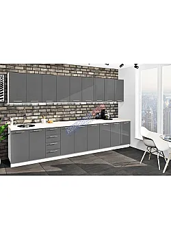 Готова кухня Комфорт Фарбований високий глянець 3.6 метра Графіт