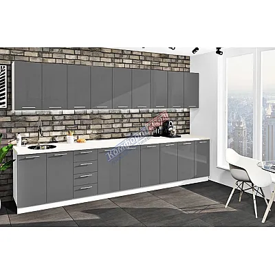 Готова кухня Комфорт Фарбований високий глянець 3.6 метра Графіт-0