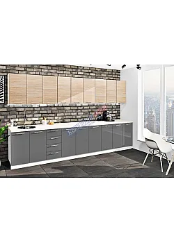 Готова кухня Комфорт Еко 3.6 метра пряма Графіт, Дуб натуральний