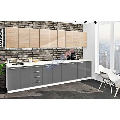 Готова кухня Комфорт Еко 3.6 метра пряма Графіт, Дуб натуральний-0