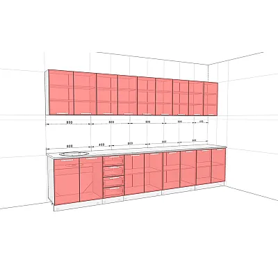 Готова кухня Комфорт Еко 3,6 метра пряма Графіт, Дуб білений-1