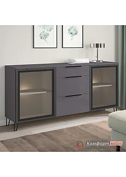 Офисная тумба Комфорт Flex 1 5 метра МДФ фасад Графит в зал