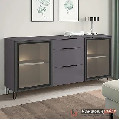 Офісна тумба Комфорт Flex 1 5 метра МДФ фасад Графіт в зал-0