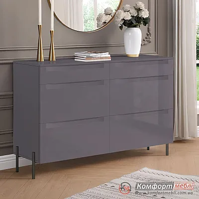 Комод мінімалізм Комфорт Flex 1.2 м з МДФ Графітовий для білизни-0