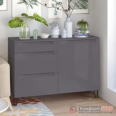 Комод бета ручка Комфорт Флекс 1 м з МДФ Графіт в передпокій-0