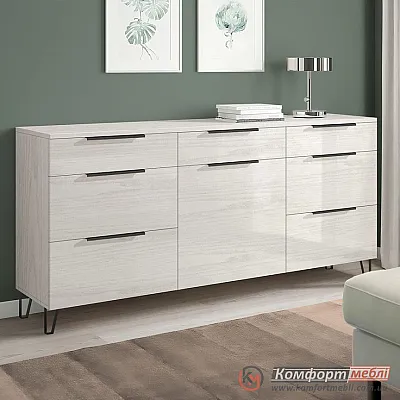 Комод модульний Комфорт Флекс 1 5 м ДСП фасад Дуб білений в вітальню-0