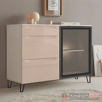 Комод буфет Комфорт Флекс 1 м з МДФ фасадами Капучино в вітальню-0