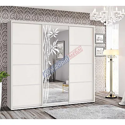Шафа-купе 2,6 м Комфорт "З 4-х частин" 3 дверна біла-0