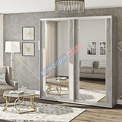 Шафа-купе 1900 мм Комфорт "Модель 7" 2 х дверна Бетон-0