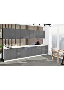 Готова кухня Комфорт Фарбований високий глянець 3,7 м Графіт