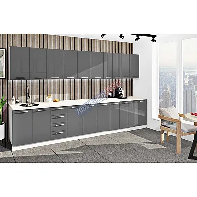 Готова кухня Комфорт Фарбований високий глянець 3,7 м Графіт-0