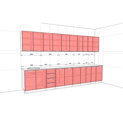 Готова кухня Комфорт Еко 3,7 м пряма Графіт, Дуб білений-1