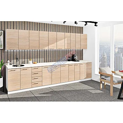 Готова кухня Комфорт Еко 370 см пряма Дуб натуральний-0