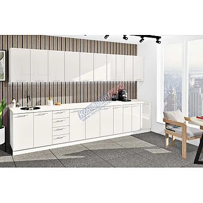 Готова кухня Комфорт Фарбований високий глянець 3700мм Білий-0