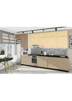 Готовая кухня Комфорт Эко 3.8 м прямая Ваниль, Капучино