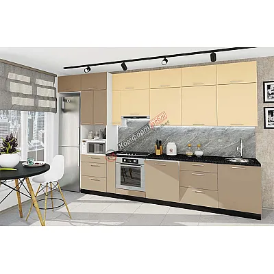 Готова кухня Комфорт Еко 3.8 м пряма Ваніль, Капучіно-0