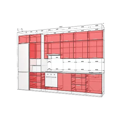 Готова кухня Комфорт Еко 3.8 м пряма Ваніль, Капучіно-1