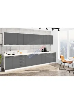 Готова кухня Комфорт Фарбований високий глянець 3,8 метра Графіт