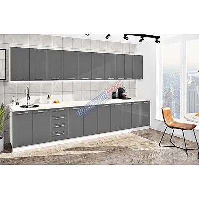 Готова кухня Комфорт Фарбований високий глянець 3,8 метра Графіт-0