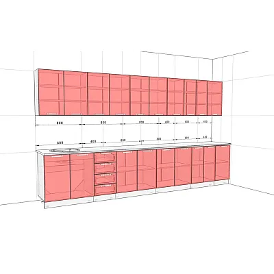 Готова кухня Комфорт Еко 380 см пряма Графіт, Дуб сонома-1