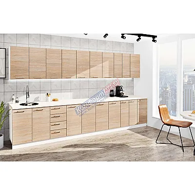 Готова кухня Комфорт Еко 3.8 метра пряма Дуб натуральний-0