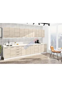 Готовая кухня Комфорт Эко 3,8 метра прямая дуб отбеленный