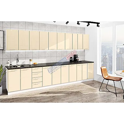 Готова кухня Комфорт Хай-тек 3,8 м Крем-0