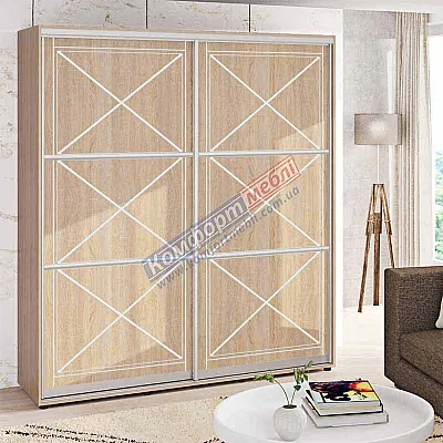 Шафа купе 2.0 метра Комфорт "Прованс" глянець 2 дверна дуб сонома-0