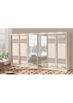 Шкаф купе 420 см Комфорт "Валенсия" глянец шестидверный беленый дуб