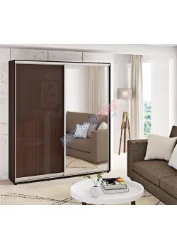 Шафа-купе 1,7 м Комфорт "ДСП" глянець з дзеркалом двохдверна венге