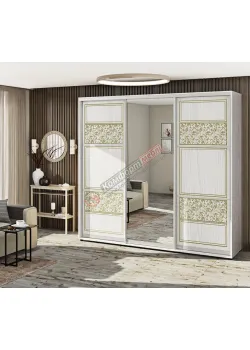 Шафа-купе 2100 мм Комфорт "Валенсія" глянець 3 дверна білений дуб