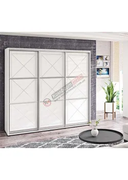 Шафа купе 2500 мм Комфорт "Прованс" глянець трьохдверна біла