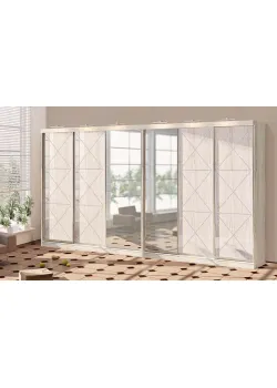 Шафа купе 5.0 метра Комфорт "Прованс" глянець 6 дверна дуб білений