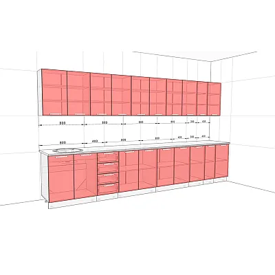 Готовая кухня Комфорт Хай-тек 3,9 м Медовый-1