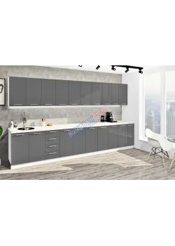 Готова кухня Комфорт Фарбований високий глянець 390см Графіт