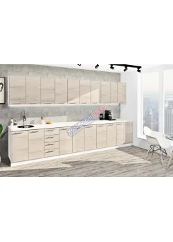 Готовая кухня Комфорт Эко 3,9 метра прямая дуб крафт белый