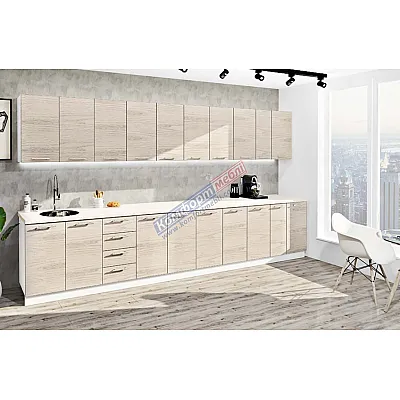 Готовая кухня Комфорт Эко 3,9 метра прямая дуб крафт белый-0