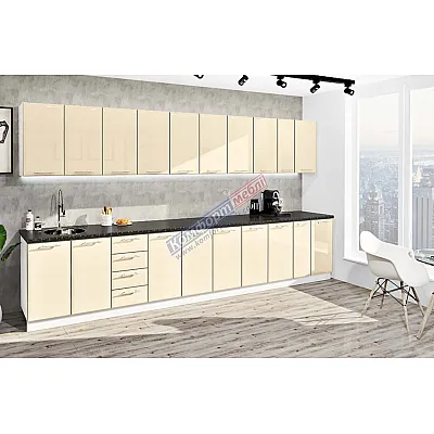 Готовая кухня Комфорт Хай-тек 3,9 м Крем-0